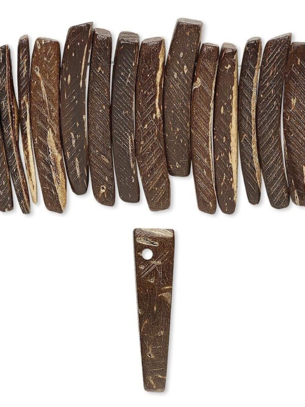 Philippines Coconut Palm Wood Natural Brown 25x4mm Dagger Stick Beads 20 pcs